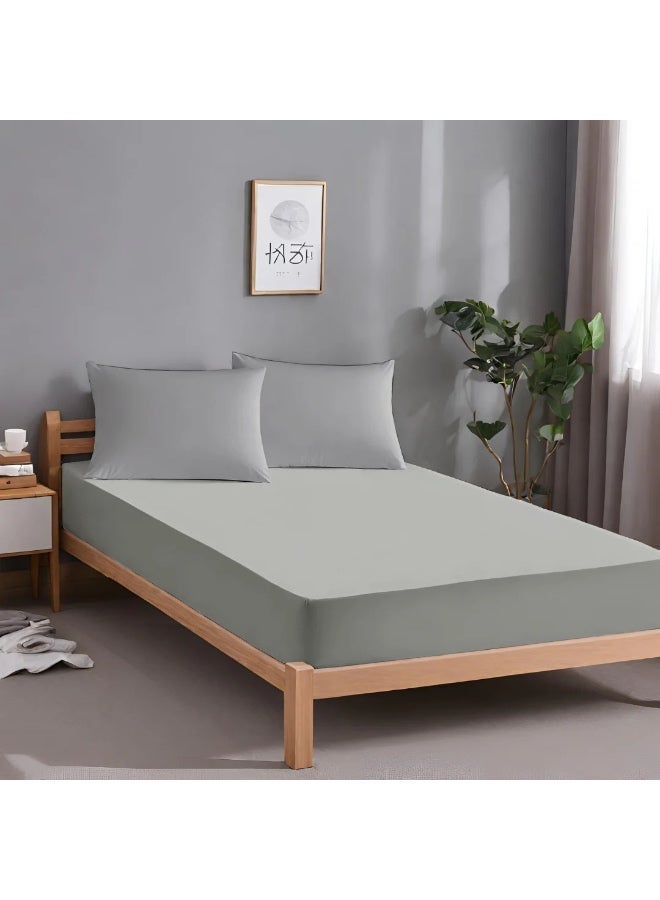 طقم ملاءات سرير فاخر بلون رمادي فاتح مريح (3 قطع) - 160 سم - Image 4